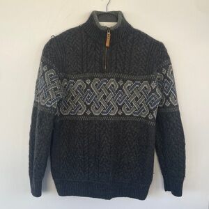 Aran Crafts Gray Sweater 100% Wool Small